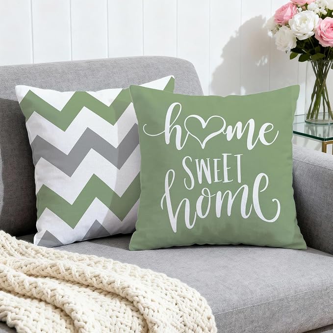 Hexagram Geometric Sage Green Pillow Covers 18x18 Set of 4, Decorative Outdoor - Image 2