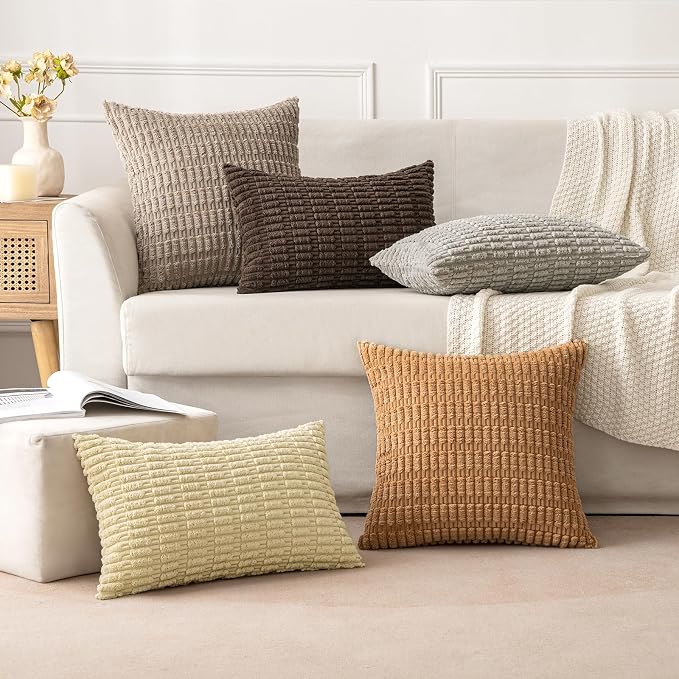 MIULEE Pack of 2 Corduroy Decorative Throw Pillow Covers 18x18 Inch Soft Boho - Image 2