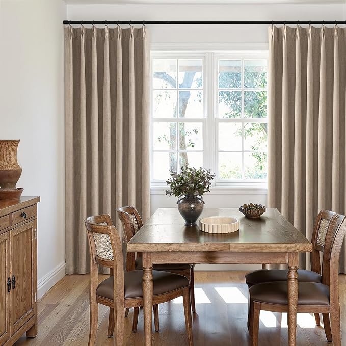 MIULEE Copper Brown Pinch Pleated 100% Blackout Linen Curtains 40x96 Inches | - Image 7