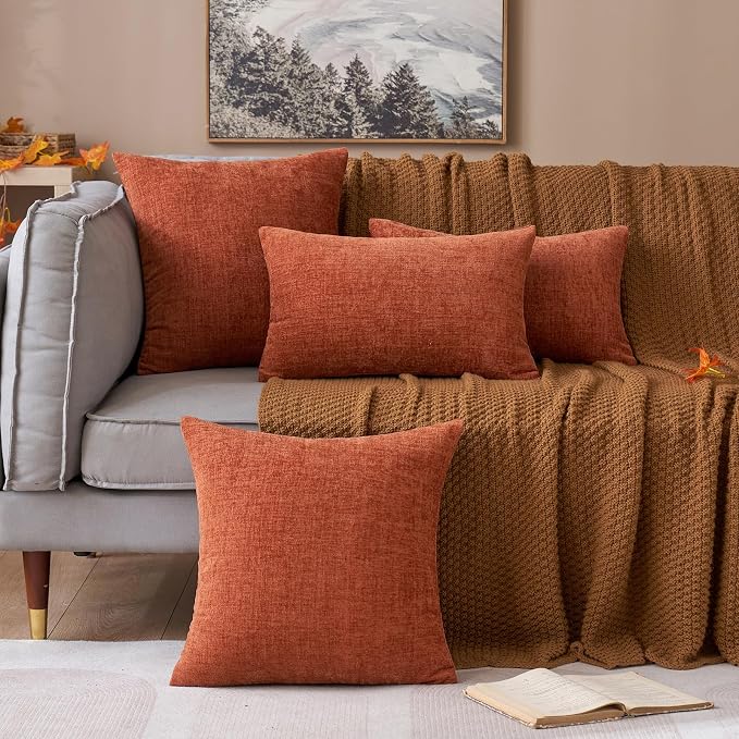 MIULEE Pack of 2 Couch Throw Pillow Covers 18x18 Inch Soft Burnt Orange - Image 8