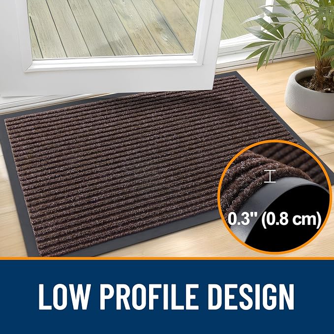 OLANLY Front Door Mat 35x23, Waterproof Heavy-Duty Indoor Outdoor Doormat | Tan - Image 4