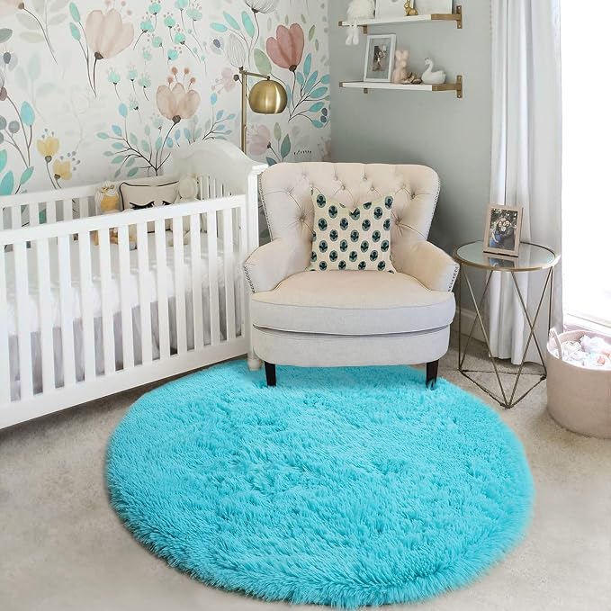 Amdrebio Blue Round Circle Rugs 6Ft - Image 5