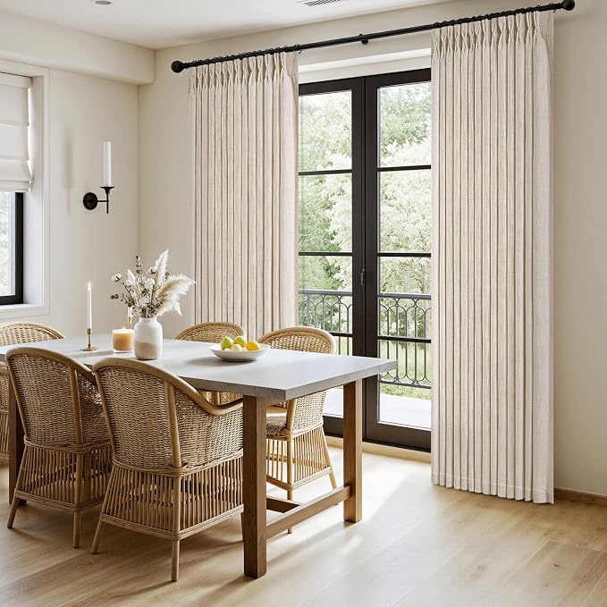 MIULEE Pinch Pleated Thick Linen Curtains 90 Inches Long 2 Panels - Image 3