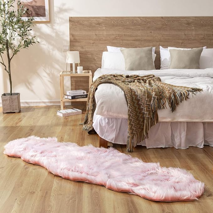 Ashler faux fur rug, Fluffy Shaggy Area Rug Ultra Soft 2 x 6 Feet Sheepskin Fur - Image 2