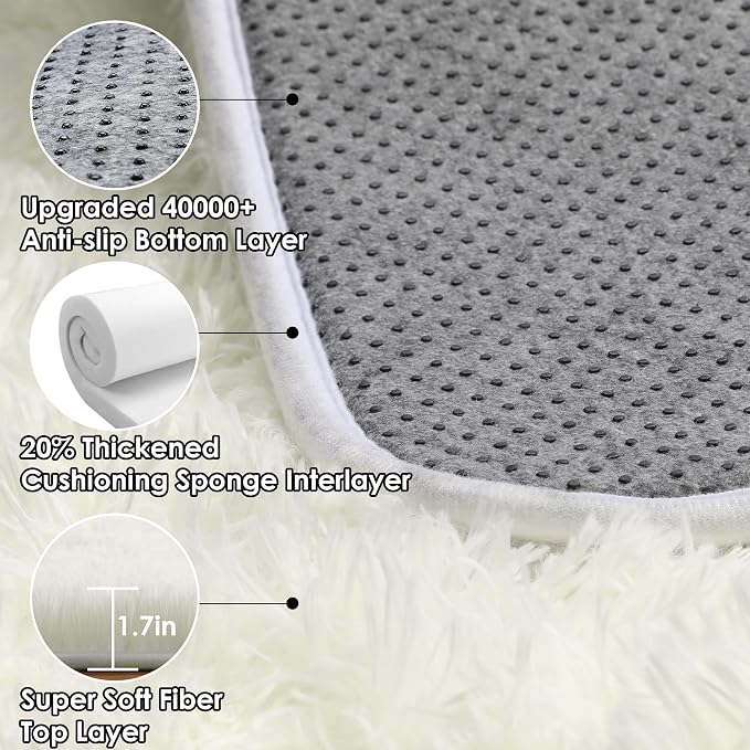 ONASAR Cream White Rugs for Living Room Bedroom, 5x8 Fluffy Bedside Area Rug - Image 3