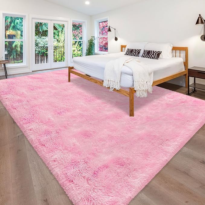 Tie-Dye Pink Upgraded Anti-Slip Fluffy Shag Rug - Image 4