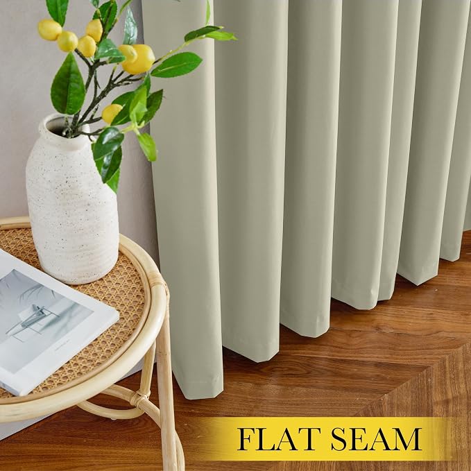 NICETOWN 100% Blackout Muted Beige Curtains 84 inches Long, Grommet Energy - Image 7