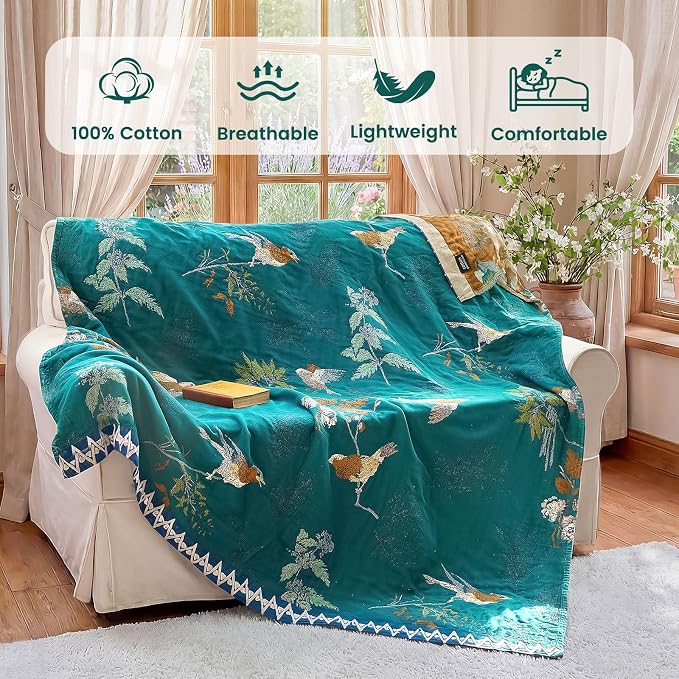 MSGKV The Boho Layer: 50"x60" Cotton Throw Blanket – Lightweight & Reversible - Image 2