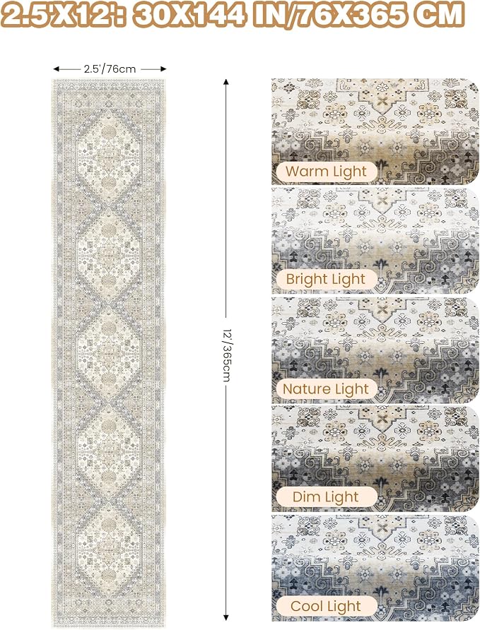 Carpet Runners for Hallway 12ft, Non-Slip Long Bathroom Rugs Runner for Kitchen - Image 2