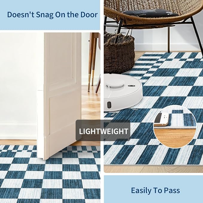 GarveeHome Blue Checkered Rug 6x9 Area Rugs - Image 7