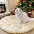 OLANLY Cream Round Rugs for Bedroom by OLANLY
