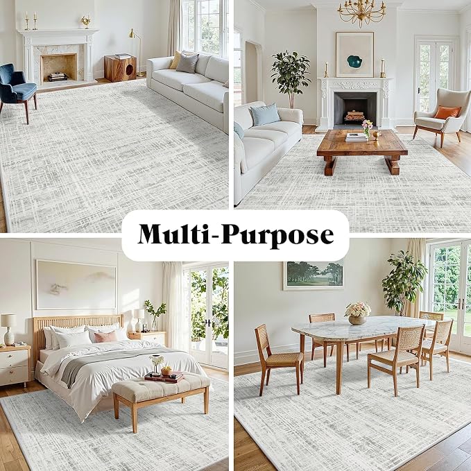 10x14 Area Rugs for Living Room Washable Rug: Anti-Skid Abstract Modern Living - Image 3