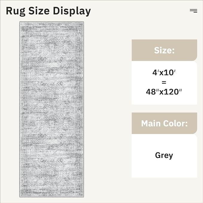 4x10 Wide Hallway Runner Rug: Washable Soft Rug Runners - Image 5