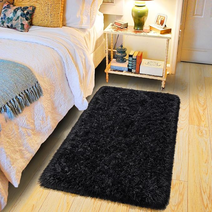 Pionblank Fluffy Small Rug for Bedroom 2x3 Feet, Shag Soft Area Rug, Modern by PIONBLANK
