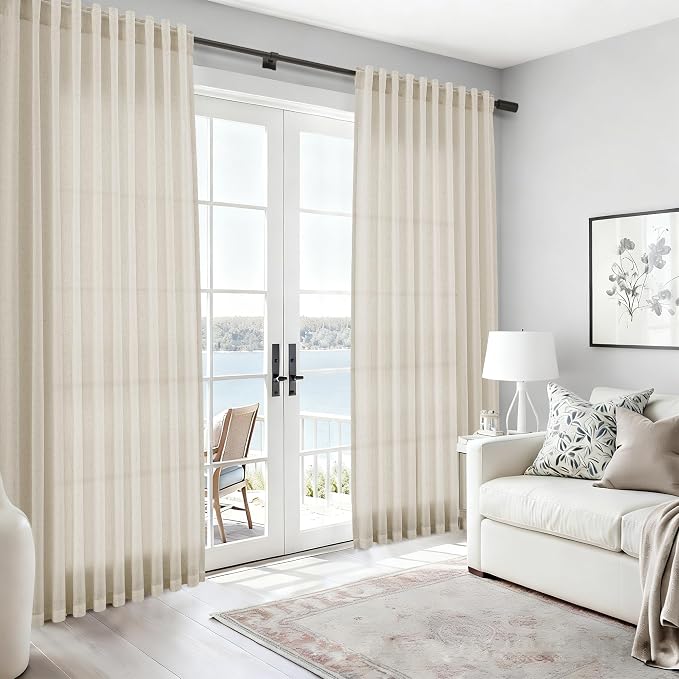 Nanspring Vanilla Linen Curtains 96 Inches Long - Image 6