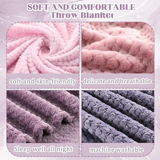 Newwiee 4 Pcs Flanne Fleece Throw Blanket - Image 3