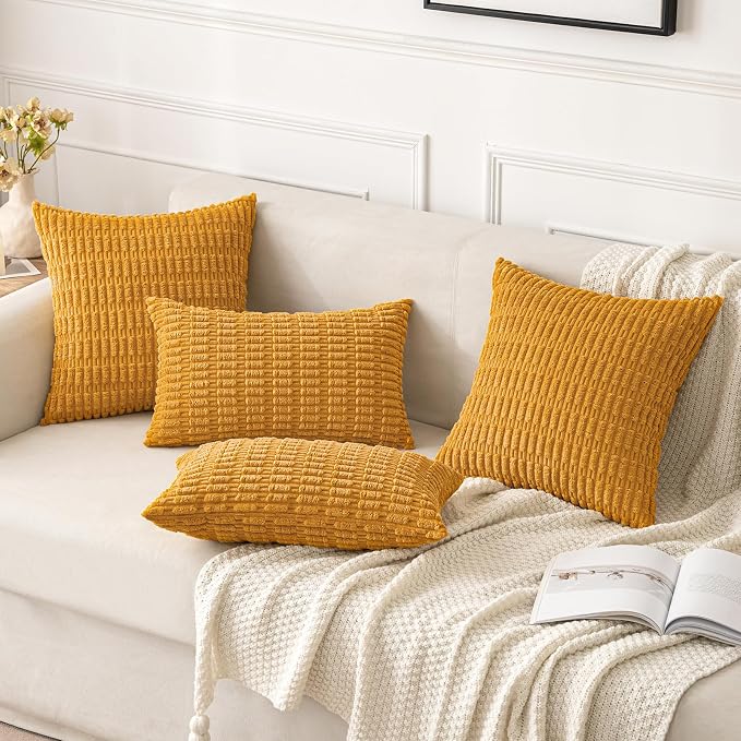 MIULEE Pack of 2 Corduroy Decorative Throw Pillow Covers 16x16 Inch Soft Boho - Image 2