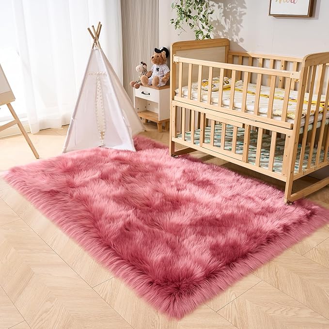 EasyJoy Ultra Soft Fluffy Shaggy Area Rug Faux Fur Rug Chair Cover Seat Pad - Image 7