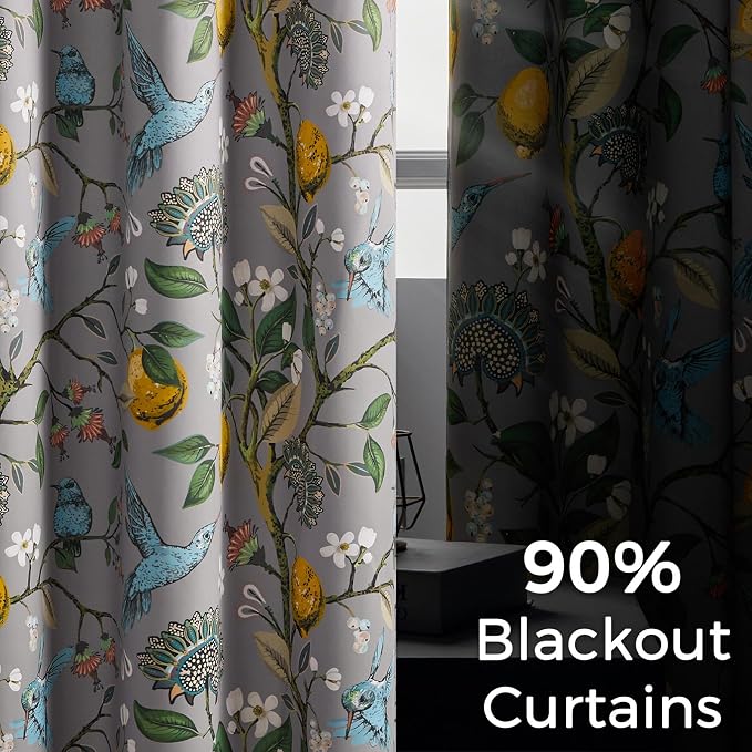 Topfinel Gray Patterned Curtains 96 Inch Long - Image 4