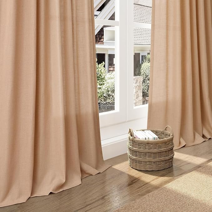 Nanspring Camel Linen Curtains for Living Room Extra Long 132 Inches Long Back - Image 5