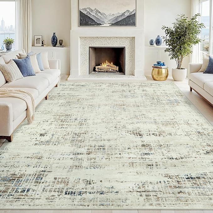 8x10 Area Rugs for Living Room Washable Rug: Anti-Skid Abstract Modern Living by Crority