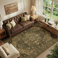 Area Rugs 6'x9' Washable Non-Slip, Floral Vintage Distress Print Pattern by RELEANY