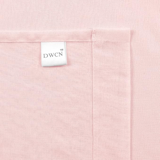 DWCN Blush Pink Sheer Curtains Semi Transparent Voile Rod Pocket Curtains - Image 4