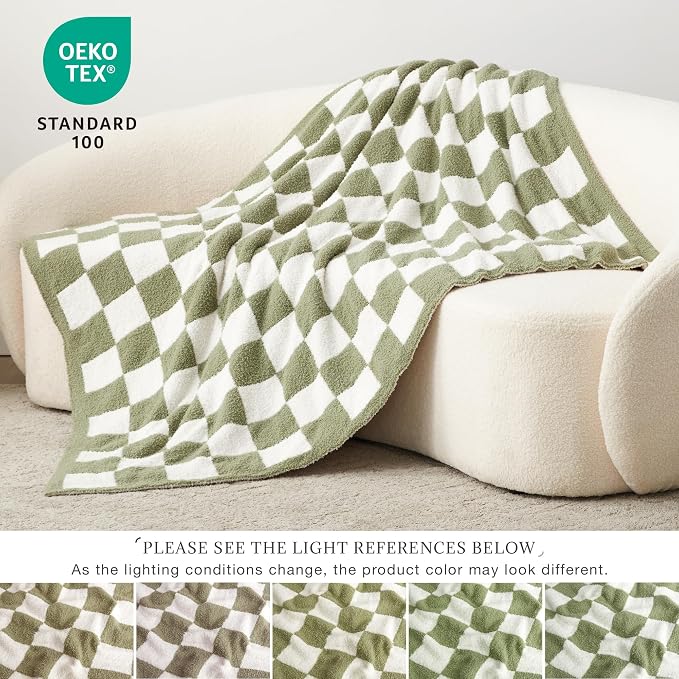 EXQ Home Checkered Throw Blanket, Knitted Blanket - Image 6