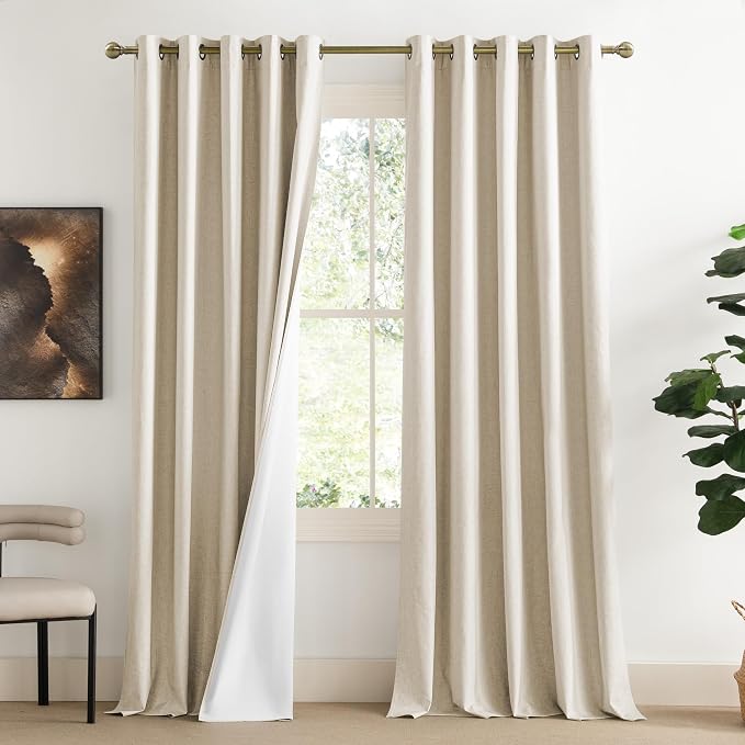 NICETOWN 100% Absolutely Blackout Linen Curtains by NICETOWN