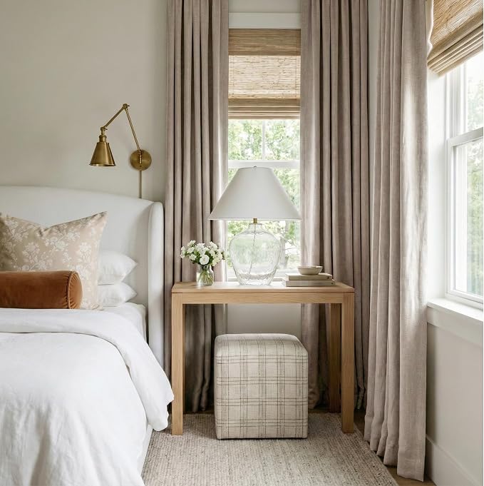 RYB HOME Natural Beige 100% Blackout Linen Curtains - Image 2