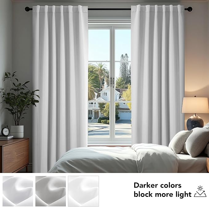 Deconovo Blackout Curtains, Thermal Insulated, W52 x L45 2 Panels, Back Tab - Image 4