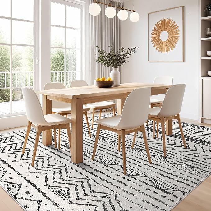 Nakagishi Black Rug Living Room Rugs: 10x14 Machine Washable Boho Large Neutral - Image 6