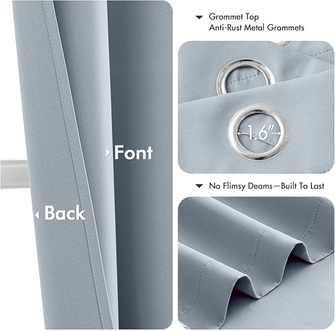 MIULEE Light Blue Blackout Curtains - Image 4