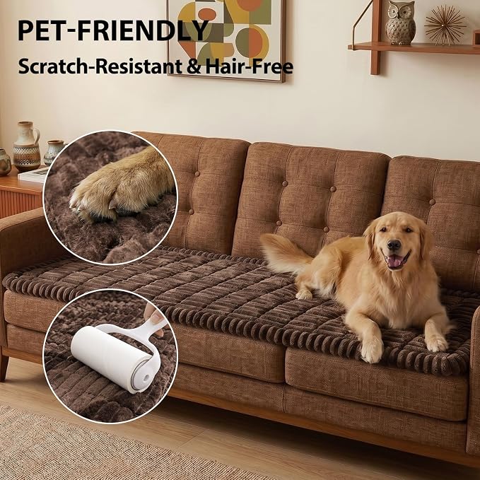 Fixwal Waterproof Flannel Dog Couch Cover, 27.6" x 82.7", Dark Brown | - Image 6