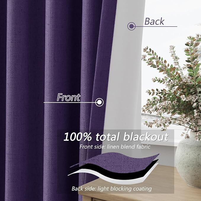 Guken 100% Blackout Curtains 120 Inch Length 2 Panels Set - Image 4