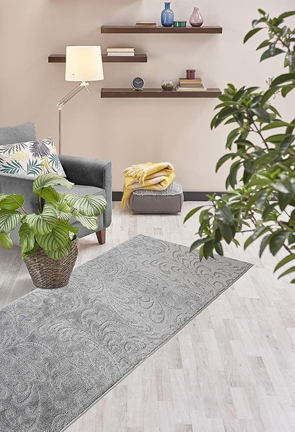 Custom Length Hallway Runner Rug, Slip Resistant, Floral Grey, 26 Inch X 7 feet - Image 4