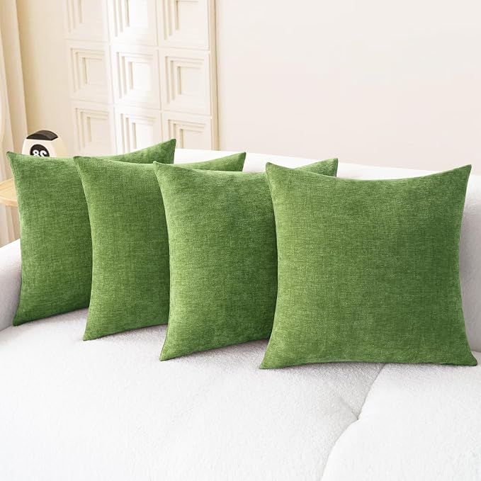 CaliTime Throw Pillow Covers Decorative 18 X 18 Inches Pack of 4 Cozy Chenille by CaliTime