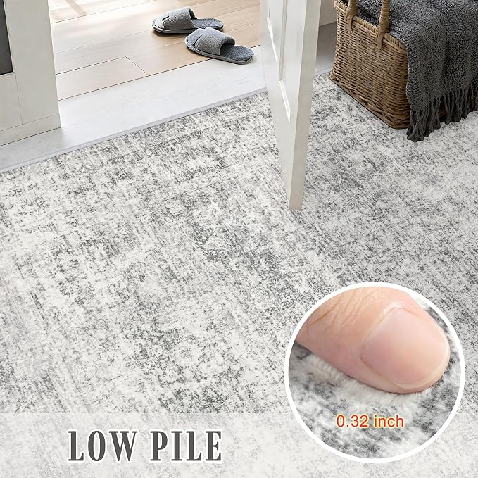 8x10 Area Rug Living Room: Modern Washable Soft Carpet Black Grey | - Image 8
