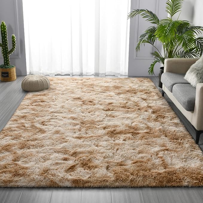 Large Shag Area Rugs 6 x 9, Tie-Dyed Plush Fuzzy Rugs - Image 3