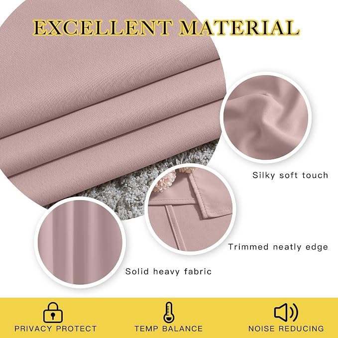 NICETOWN Blush Pink Short Curtains - Image 3