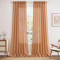 Peach Quartz Linen Curtains 96 Inch Length 2 Panel Set Back Tab Rod Pocket by Nanspring