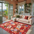 Area Rug 4x6 Rug Washable Boho Rugs Non Slip Low Pile Floral Small Carpet by WelcometoBabovid