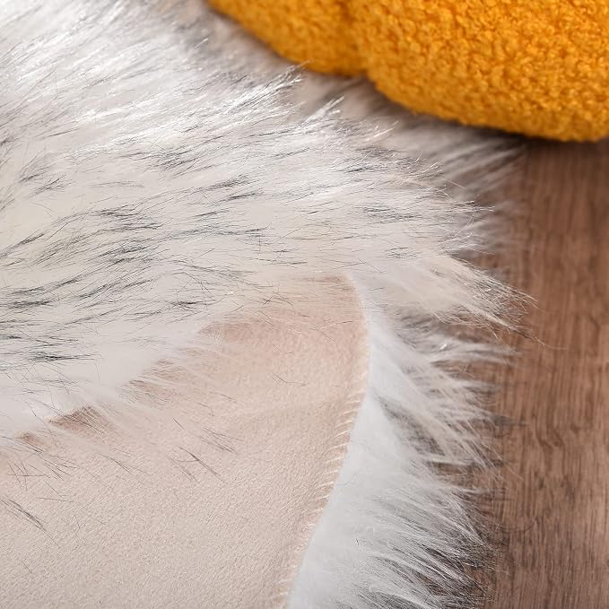 Goolela Round Sheepskin Rug 5ft Fluffy Circle Fuzzy Faux Fur Rug - Image 7