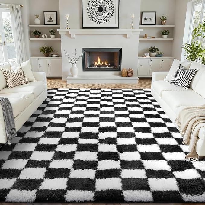 Ophanie Checkered Black & White Rug by Ophanie
