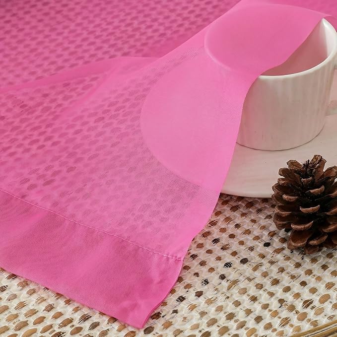 Aiyufeng Hot Pink Sheer Curtains 63 Inch Length 2 Panels Set - Image 2