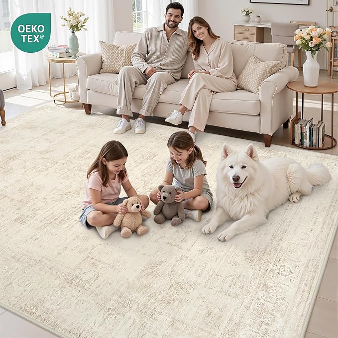 6x9 Area Rugs for Living Room: Vintage Boho Neutral Washable Rug Indoor Soft - Image 8