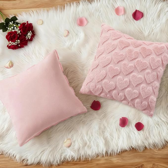 decorUhome Valentine’s Day Soft Plush Throw Pillow Covers 16x16 Inch Set of 2 - Image 4
