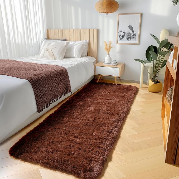 ONASAR Brown Runner Rugs for Bedroom Living Room, Fluffy 2x6 Bedside Hallway - Image 5