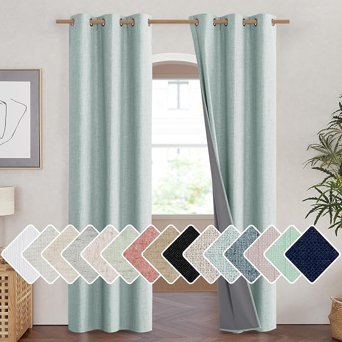 NICETOWN 100% Absolutely Blackout Linen Curtains by NICETOWN