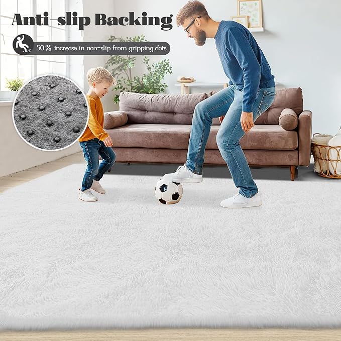 5x8 Area Rug for Living Room: Fluffy Shag Soft Washable Rugs Fuzzy Plush Indoor - Image 8